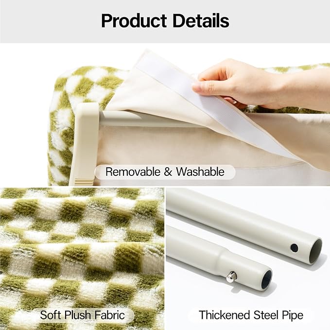 MEWOOFUN Cat Window Sill Perch for Indoor Cats, One-Step Sliding Clamping Slot Adjustment Cat Window Hammock with Removable Covers, Cat Bed for Windowsill & Bedside (Green, Large)