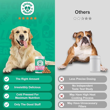 Doggie Dailies Skin & Coat Supplement Support, Salmon Oil for Dogs Skin and Coat with Collagen, Omega 3, Krill Oil, Biotin, & Coconut Oil for Dogs (Salmon) 225 Soft Chews