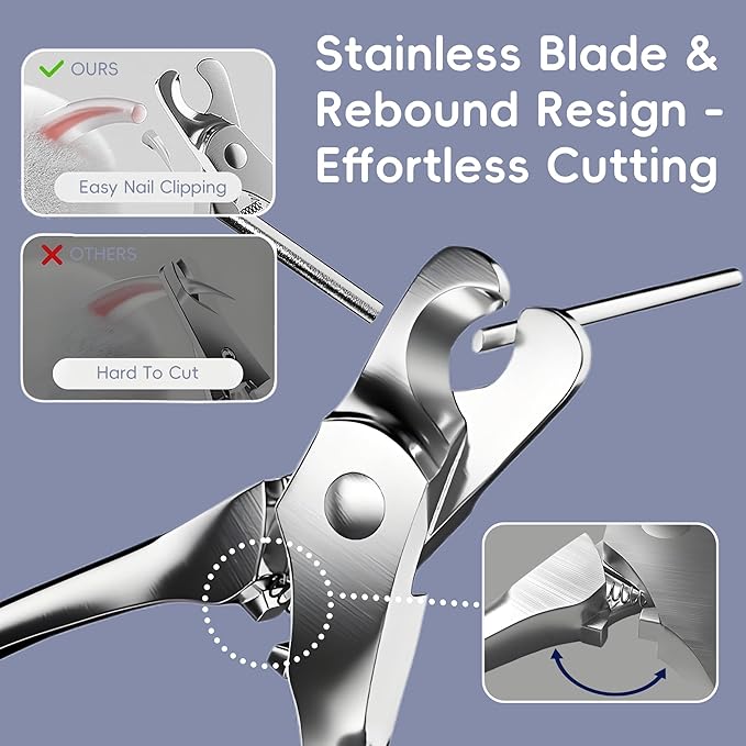 Dog Nail Clippers & Cat Nail Trimmers - Sharp Stainless Steel Professional Pet Nail Clippers for All Dogs, Thick Nails & Indoor Cats - Ergonomic Non-Slip Handle for Safe, Comfortable Grooming