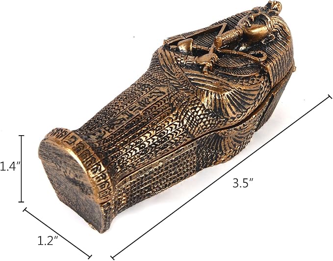 Aquarium Mummy Gold Coffin Decorations Egypt Fish Reptile Turtle Tank Décor Ornament Pet Bronze