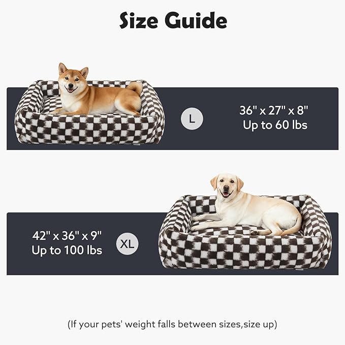 JOEJOY Dog Bed Medium Size Dog, Rectangle Washable Orthopedic Corduroy Fleece Pet Bed with Removable Zipper Cover, Cute Soft Calming Puppy Bed with Non Skid Bottom