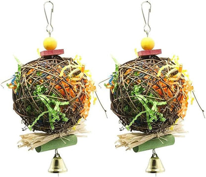 EBaokuup 2 Pack Bird Chewing Toys Foraging Shredder Parrot Cage Shredder Hanging Toy for Cockatiel Conure African Grey Amazon