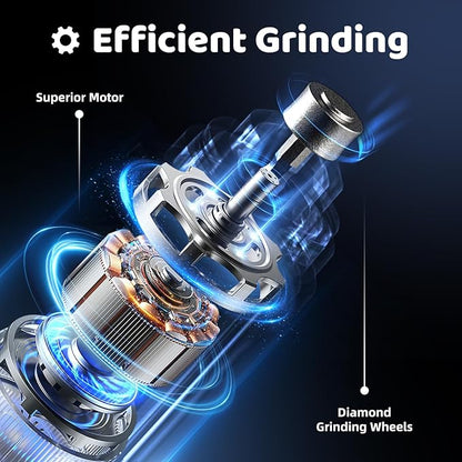 Dog Nail Grinder, 2-Speed & LED Light Rechargeable 2000mAh Powerful Super Quiet Dog Nail Trimmers Polisher Clippers Pet Paws Grooming & Smoothing for Small to Large Dogs