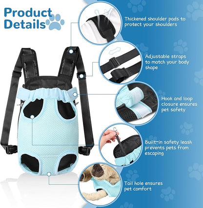 YUDODO Pet Dog Carrier Backpack Adjustable Dog Front Carrier, Legs Out Easy-Fit Dog Travel Backpack Carrier for Hiking Camping for Small Medium Dogs Cats and Rabbits (Medium (Pack of 1), B-Sky)