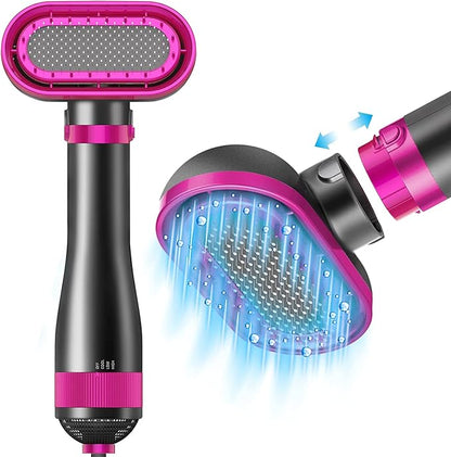 Dog Hair Dryer, 2-in-1 Dog Hair Blower with Brush, 3-Modes Blow Professional Home Grooming Drying for Small Large Cat Pet Puppy Rose