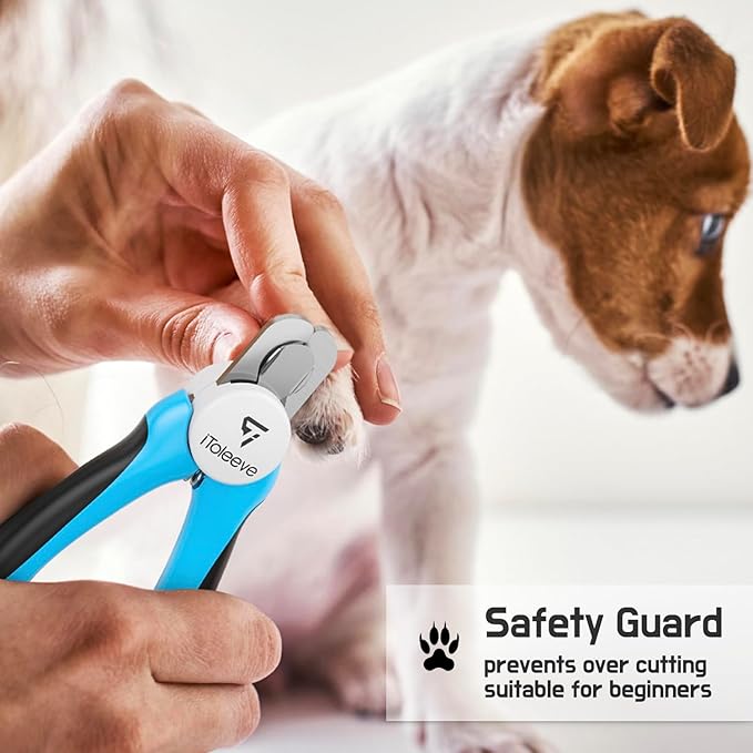 Professional Small Dog & Cat Nail Clippers with Nail File - Extra Sharp, Safe & Easy Trimming for Thick Nails - Safety Guard to Prevent Overcutting - Ideal for Small & Medium Breeds