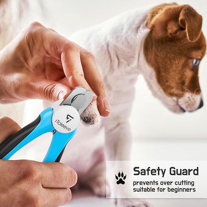 Professional Small Dog & Cat Nail Clippers with Nail File - Extra Sharp, Safe & Easy Trimming for Thick Nails - Safety Guard to Prevent Overcutting - Ideal for Small & Medium Breeds