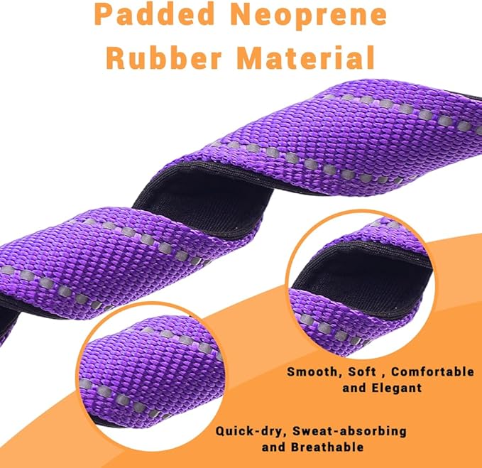 2 Pack Reflective Dog Collar with Safety Locking Buckle, Adjustable Soft Breathable Comfortable Nylon Pet Collar for Small, Medium and Large Dogs, Purple, Mini Small