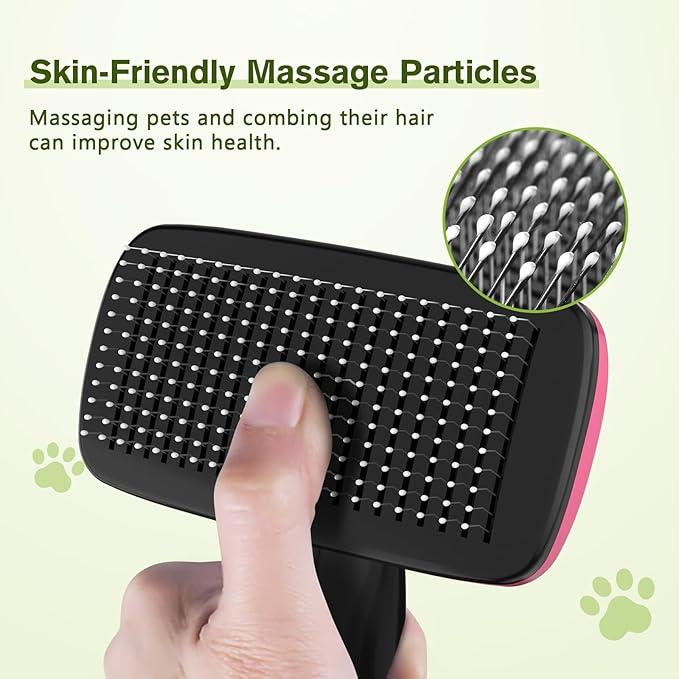 Pecute Self-Cleaning Slicker Brush for Dogs, Cats, Lightweight Dog Brush for Shedding Massaging Grooming, Cat Brush Gently Removes Loose Fur Undercoat for Small Dogs Cats Rabbits of All Hair Types