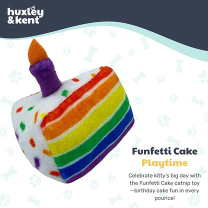 Huxley & Kent Plush Cat Toy - Interactive Catnip Toy for Cats & Kittens - Soft with Crinkle & Catnip - Fun Indoor Play - Funfetti Cake