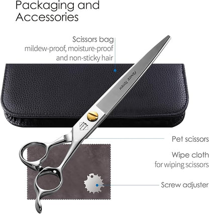 Dog Grooming Scissors: 8.0" Pet Shears Made Of Japanese VG10 Advanced Stainless Steel Professional Grooming Scissors for Dogs Cats and Other Pets