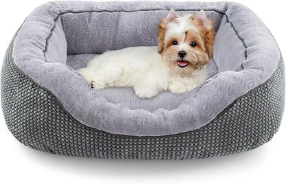 INVENHO Dog Beds for Small Medium Dogs Washable, Calming Dog Bed Small Size Dog, Orthopedic Dog Bed, Warming Soft Calming Sleeping Puppy Bed Durable Pet Bed with Anti-Slip Bottom S Plus(25"x21"x8")