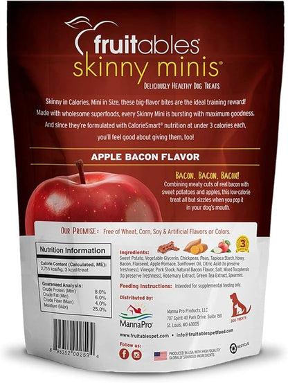 Fruitables Soft and Chewy Skinny Minis 12 Ounce Apple Bacon Grain Free Dog Training Treat, Pack of 3