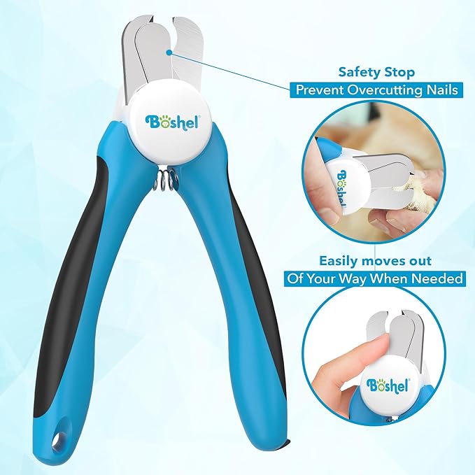 BOSHEL LED Large Dog Nail Clippers, Dog Nail Trimmers for Large Breed with Quick Sensor, Dogs Trimmer with Light & Safety Guard, Sharp Pet Nails Clipper, Pet Claw Clippers, Pets Toenail Cutter & File