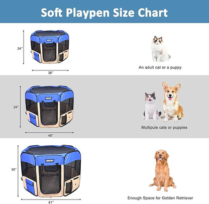 JESPET Pet Dog Playpens 36", 45" & 61" Portable Soft Dog Exercise Pen Kennel with Carry Bag for Puppy Cats Kittens Rabbits, Indoor/Outdoor Use
