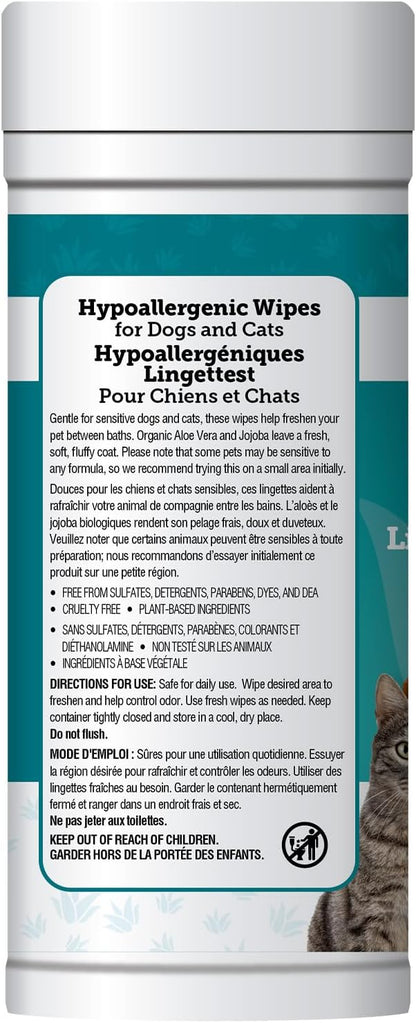 Espree Pet Hypoallergenic Aloe Wipes, Cleaning and Odor-Controlling Grooming Wipes for Paws, Cat Grooming, Dog Care, Perfect for Puppy and Adult Dogs, Fresh Baby Powder Scent, 50 Count