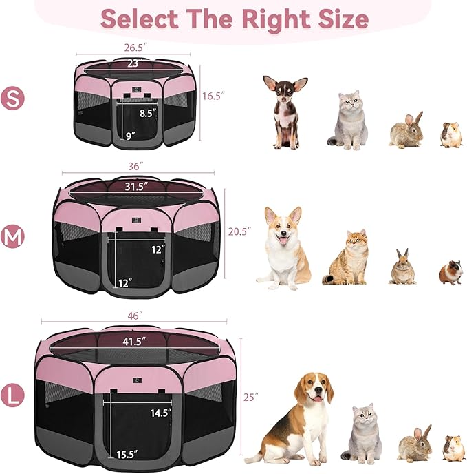 A 4 Pet Portable Cat Play Pen for Cats, 27" Foldable Kitten Playpen for Puppy/Cat/Rabbit/Chick, with Removable Zipper Top & Mesh Panel(11_ _ 7.5_)
