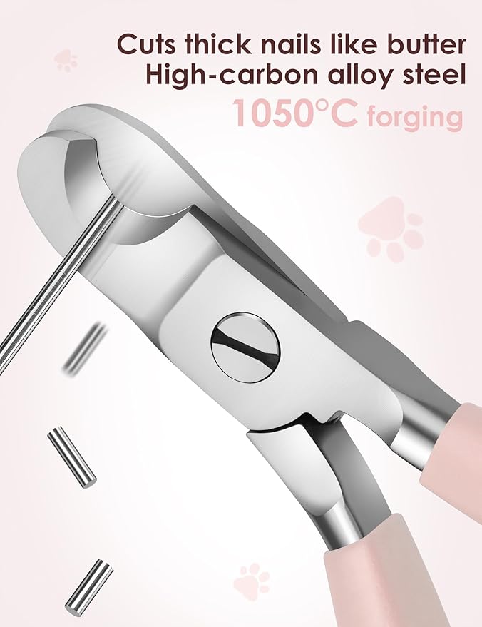 Heavy Duty Dog Nail Clippers -_uts Thick Nails Like Butter__pgraded Large Opening Professional Toenail Trimmer Razor Sharp Blade for Medium to Giant Breed (Pink)