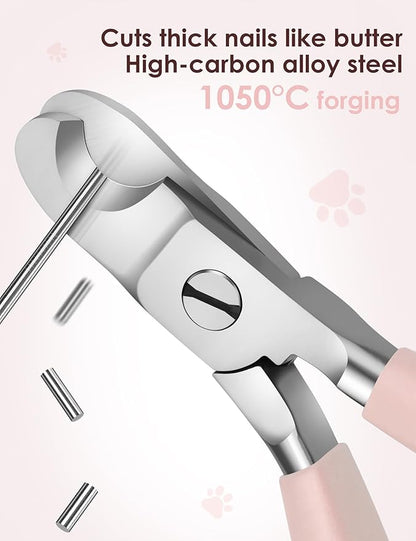 Heavy Duty Dog Nail Clippers -_uts Thick Nails Like Butter__pgraded Large Opening Professional Toenail Trimmer Razor Sharp Blade for Medium to Giant Breed (Pink)
