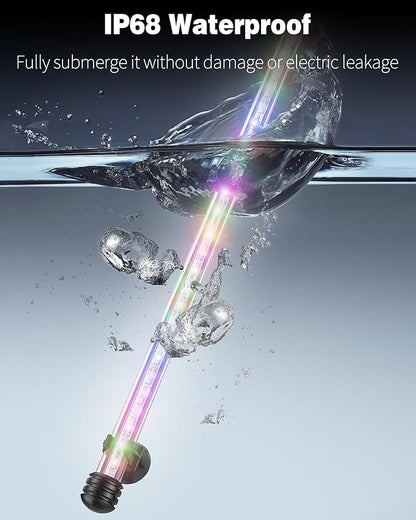 Pawfly 8 W Aquarium LED Light 23 Inch Underwater Fish Tank Light with Timer Auto On/Off Fish Tank Background Light with 8 Lighting Modes Submersible Multi-Colored Tube Light for Decoration