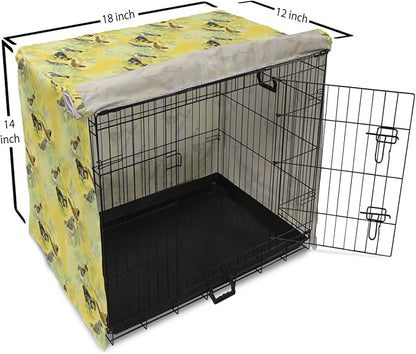 Ambesonne Bird Dog Crate Cover, Little Birds on Spring Branches in Watercolor Style Repetitive Pattern, Easy to Use Pet Kennel Cover for Small Dogs Puppies Kittens, 18 Inch, Yellow and Multicolor