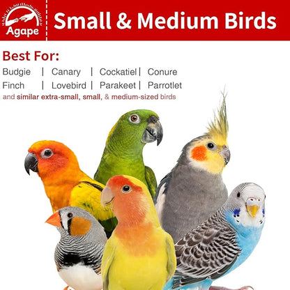 Agape Rotating Parrot Perch Toy with Chew Toy, Natural Wooden Perch Stand for Small & Medium Birds, Bird Cage Accessory with Exercise Wheel for Parakeets Cockatiels Lovebirds Conures Finches Budgies