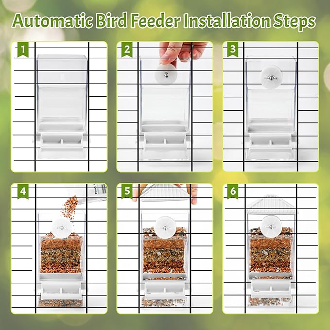 Rypet No Mess Automatic Bird Feeder for Cage,Transparent Acrylic Parrot Seed Feeders,Food Container for Cage,Parrot Feeder Cage Accessories for Small and Medium Lovebirds Parakeets Cockatiel Finch