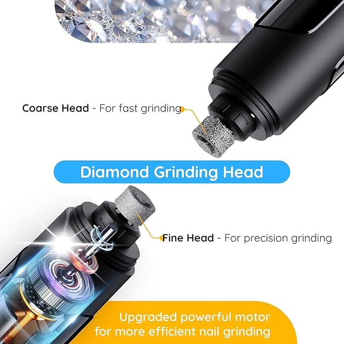 Bonve Pet Nail Grinder for Dogs - Electric Dog Nail Trimmers with 2 LED Lights Super Quiet, Coarse & Fine Grinding Wheels. Rechargeable, 2 Speeds for Small Large Dogs & Cats