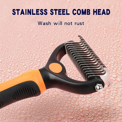 Dematting comb for Dogs, Cat deshedding Brush,Pet undercoat brushes, Dog Grooming Rakes for long haired Dogs-Double Sided Shedding,Dog brush for matted hair (Blue)