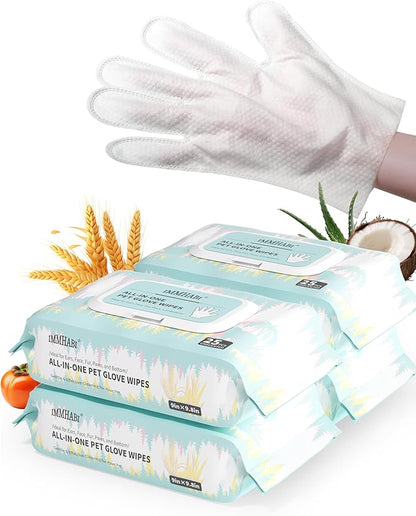 100 Pet Glove Wipes for Paws and Butt Large Puppy Wipes for Dogs Face and Body Dog Wipes Cleaning Deodorizing Cat Wipes Cleaning Fur and Butt Doggie Wipes Doggy Wipes Bum Dog Ear Wipes