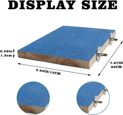 7.9×5.9 Inches Large Bird Perch Stand Platform, Natural Wooden Bird Cage Accessories, Bird Stand Perch with Rough Quartz Sand Surface for Parrot, Parakeet, Budgies, Cockatiel, Rats