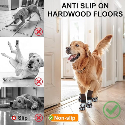 BEAUTYZOO Dog Socks, Non Slip Dog Socks to Prevent Licking Paws -Dog Shoes for Hot/Cold Pavement, Dog Boots & Paw Protectors, Dog Booties for Hardwood Floors, Small Medium Large Senior Dogs