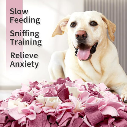 Pet Snuffle Mat for Dogs, Dog Feeding Mat, Nosework Training Mats for Foraging Instinct Interactive Puzzle Toys (Red&Pink&White)