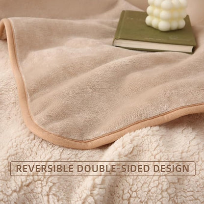 DaysU Waterproof Dog Blanket for Small Dogs - Soft Sherpa Fleece Reversible Pet Blanket, Cat Blanket Washable for Couch Protection, Warm Plush Dog Throw, 50"x60" Light Camel