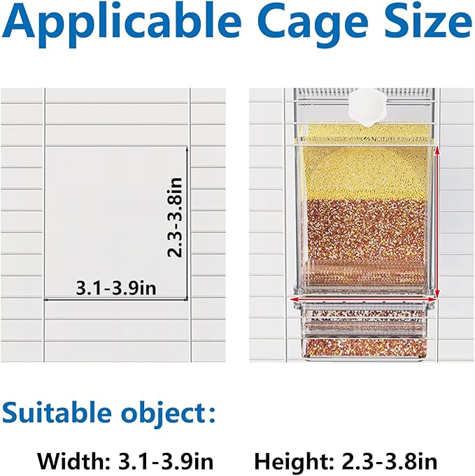 Hamiledyi No Mess Bird Feeders Water Dispenser Set Automatic Parakeet Cage Feeder with Perch Transparent Acrylic Container Parrot Cage Accessories for Canary Budgie Lovebirds Finches