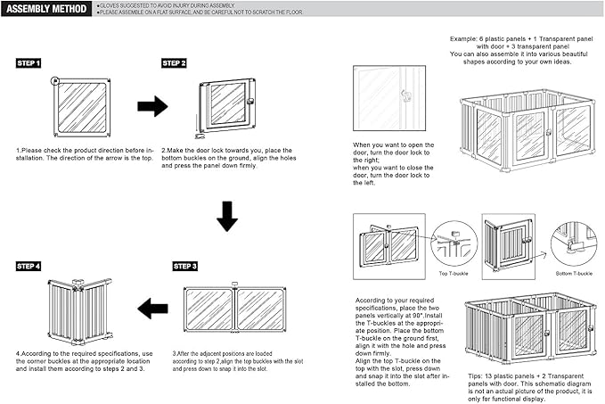 Dog Fence Pet Playpen, Clear Dog Playpen, Easy to Install and Remove Dog Playpen and Kennel Playpen, Suitable for Dogs, Cats, Rabbits, Indoor pet playpen with Transparent Panels（10 Panel）