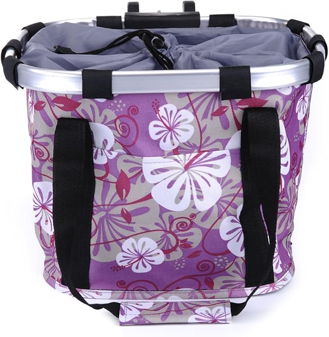 Pet Dog Bike Basket & Carrier Bag- Foldable Detachable Pet Travel Bicycle Basket - Small Animal Dog Cat Rabbit Bike Ride Basket Carrier (Purple)