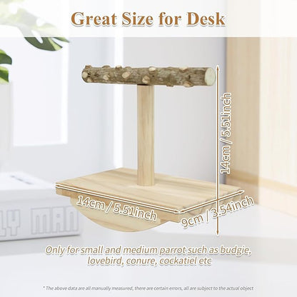 Natural Wood Bird Perch Stand,Rocking Perch for Birds,Intelligence Puzzle Training Wood Parrot Tumbler Toy,Bird Stand Swing Playstand Birds Accessories for Parakeets,Cockatiels,Budgies,Conures(Small)