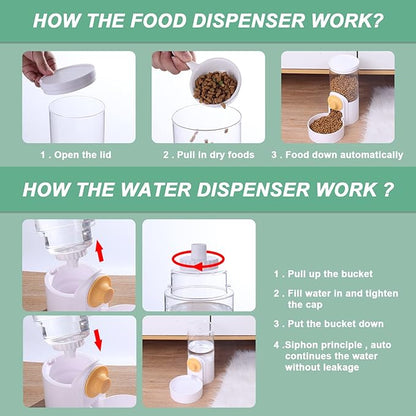 Hanging Automatic Food Water Dispenser,Gravity Rabbit Feeder and Water Dispenser Set,Cage Cat Food Bowl for Bunny Chinchilla Guinea Pig Hedgehog Ferret