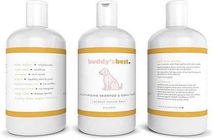 Buddy's Best Dog Shampoo for Smelly Dogs - Dog Shampoo and Conditioner for Dry and Sensitive Skin - Moisturizing Puppy Wash Shampoo, Coconut Vanilla Bean Scent, 16oz