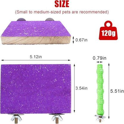 7 Pcs Bird Perch Stand Toy, Wood Parrot Stand Platform Colorful Sand Paw Grinding Stick Cage Accessories Exercise Toys for Cockatiel Conure Budgies Parakeet Lovebird Hamster Gerbil Rat Mouse (7 Pcs)