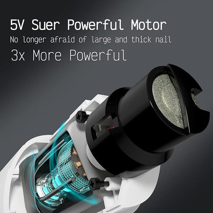 K&K Dog Nail Grinder with 2 LED Light for Large Medium Small Dogs Professional 2-Speed Powerful Electric pet Nail Clipper which Gentle and Painless Paws Grooming & Smoothing Tool (White)