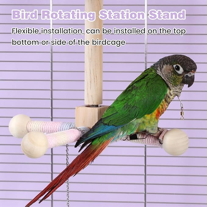 Wooden Perches for Bird Cages -360° Rotating Interactive Bird Perches for Cage，Suitable for Small and Medium-Sized Birds，Conure Budgies Cockatiels Lovebird Mynah Finches