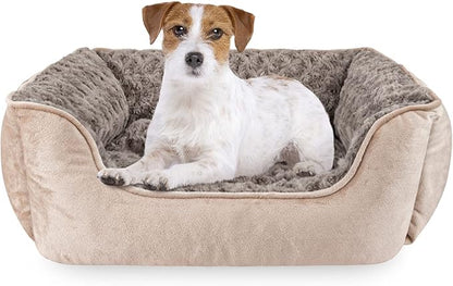 JOEJOY Rectangle Dog Bed for Large Medium Small Dogs Machine Washable Sleeping Dog Sofa Bed Non-Slip Bottom Breathable Soft Puppy Bed Durable Orthopedic Calming Pet Cuddler, Multiple Size, Beige