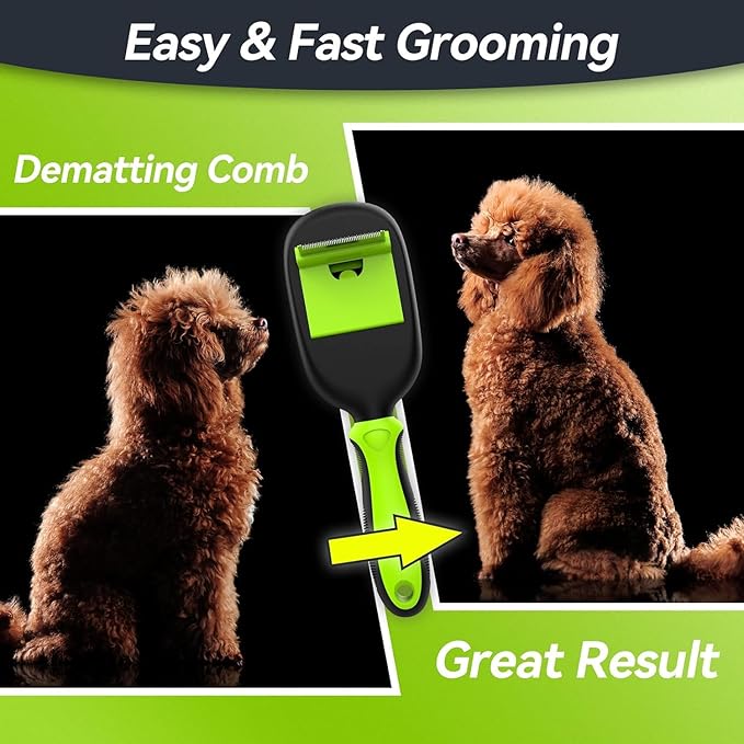Pet Grooming Brush, Double Sided Detachable Shedding Dog Cat Brush, 5 in 1 Dog Grooming Brush for Shedding Long & Short Haired Dogs, Hair Removing, Bath&Massage, Reduce 95% Shedding Hair