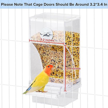 No Mess Bird Feeder Water Dispenser Set, Parakeet Cage Accessories, Bird Feeder and Waterers in Cage for Cockatiels, Finches, Lovebirds, Budgies, Canaries