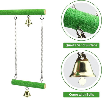 Bird Perches for Cage, Natural Wood Platform Bird Swing Bird Perch Stand Paw Grinding Stick for Parakeet Cockatiels Lovebirds Cage Accessories