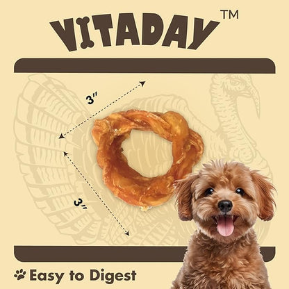 Turkey Tendon for Dogs, Turkey Tendon Ring (S) Pack of 4, 100% Natural, USA-Sourced, High-Protein, Low-Fat, Long-Lasting Dog Chew, Rawhide Alternative, Hypoallergenic Puppy & Dog Treats