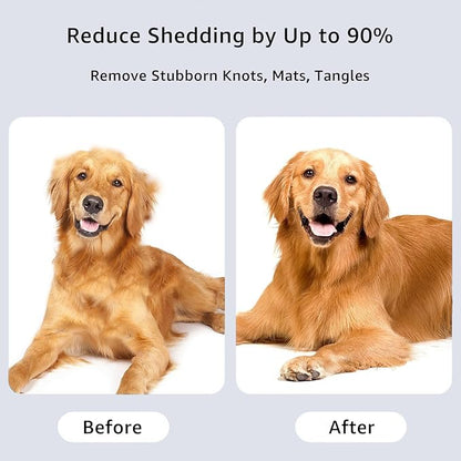 YINGFAN Pet Grooming Combo, Double-Sided Dematting Deshedding Undercoat Rake for Dogs and Cats, Extra Wide Dog Brush for Shedding (Black)