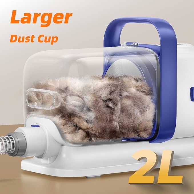 Dog Grooming Kit with Vacuum, All-in-One Pet Grooming Vacuum for Dogs and Cats, Low Noise Pet Hair Clipper & Shedding Brush, Dog Hair Remover, Cat Pet Groomer Set with Cleaning Brushes, White